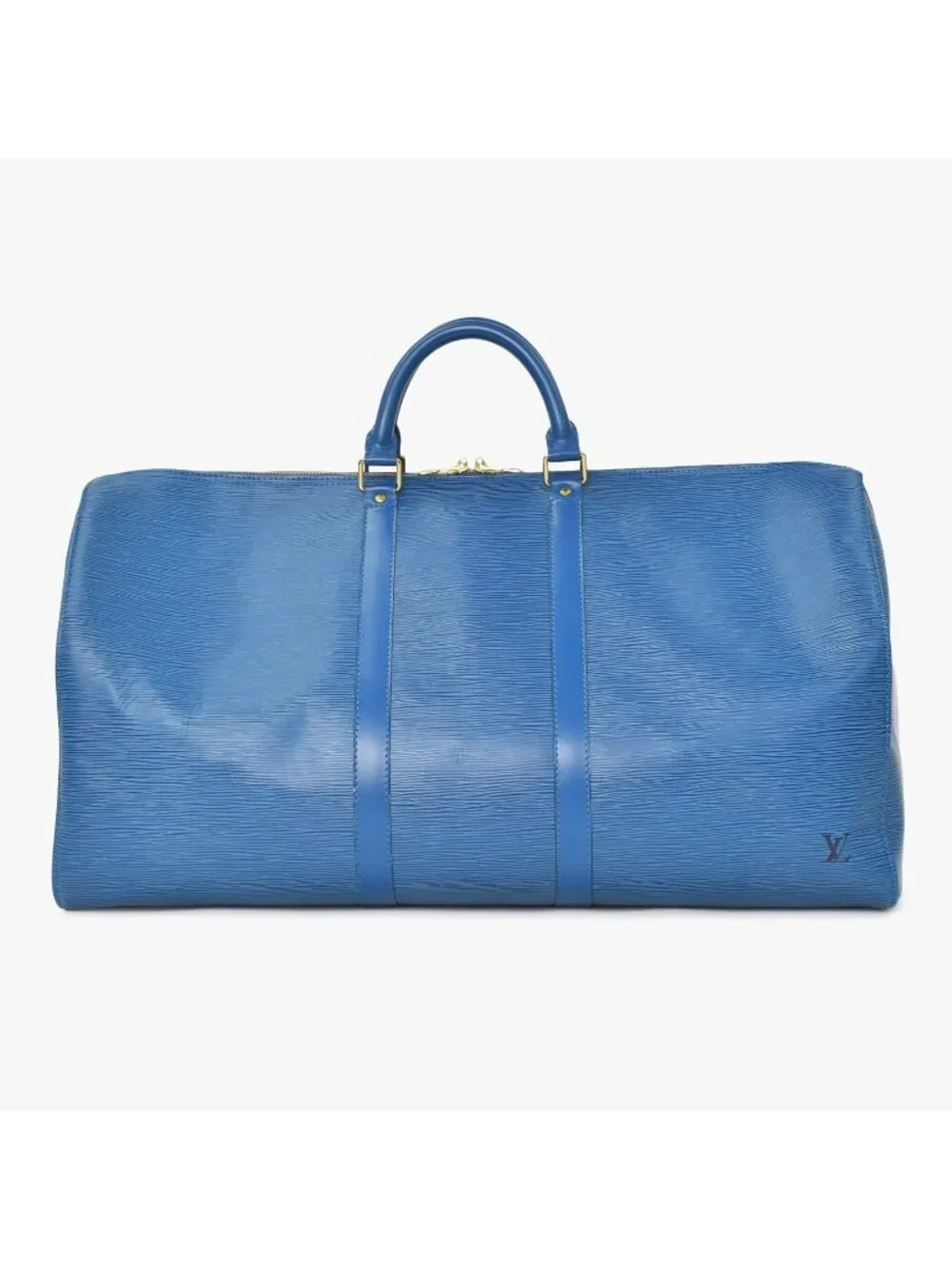 Louis Vuitton Epi Keepall 55 Boston Bag Leather Blue Logo